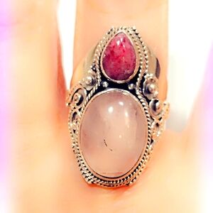 Custom Sterling Silver Double Stone Gemstone Ring